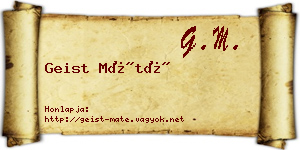 Geist Máté névjegykártya